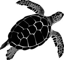 AI generated Silhouette turtle full body black color only vector