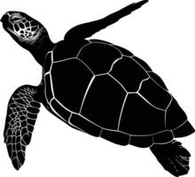 AI generated Silhouette turtle full body black color only vector