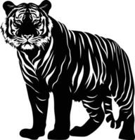 AI generated Silhouette tiger black color only full body vector