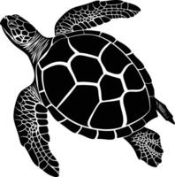 AI generated Silhouette turtle full body black color only vector