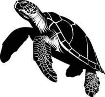 AI generated Silhouette turtle full body black color only vector