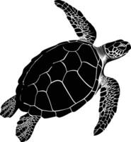 AI generated Silhouette turtle full body black color only vector