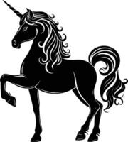 AI generated Silhouette unicorn full body black color only vector