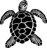 AI generated Silhouette turtle full body black color only vector