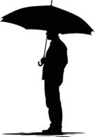 AI generated Silhouette umbrella black color only full body vector