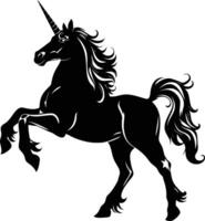 ai generado silueta unicornio lleno cuerpo negro color solamente vector