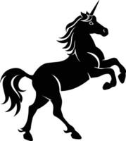 ai generado silueta unicornio lleno cuerpo negro color solamente vector