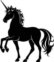 AI generated Silhouette unicorn full body black color only vector