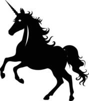 AI generated Silhouette unicorn full body black color only vector