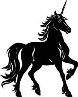 ai generado silueta unicornio lleno cuerpo negro color solamente vector