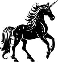 AI generated Silhouette unicorn full body black color only vector