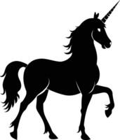 AI generated Silhouette unicorn full body black color only vector