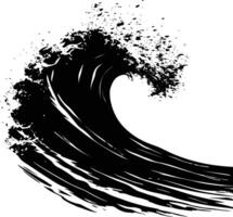 AI generated Silhouette wave on the beach black color only vector