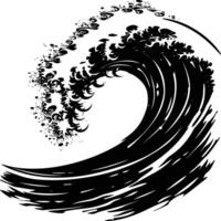 AI generated Silhouette wave on the beach black color only vector