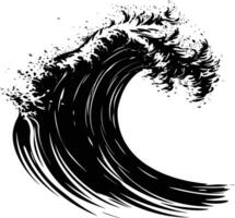 AI generated Silhouette wave on the beach black color only vector