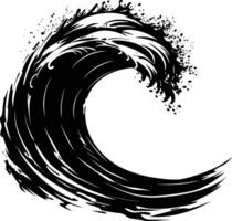 AI generated Silhouette wave on the beach black color only vector