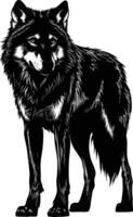 AI generated Silhouette wolf black color only vector