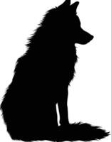 ai generado silueta lobo negro color solamente vector