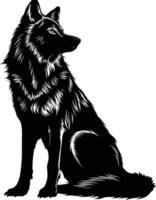 AI generated Silhouette wolf black color only vector