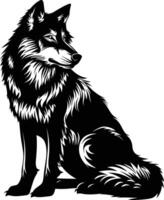 AI generated Silhouette wolf black color only vector
