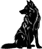 ai generado silueta lobo negro color solamente vector