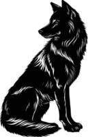 ai generado silueta lobo negro color solamente vector