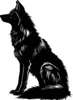 AI generated Silhouette wolf black color only vector