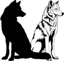 AI generated Silhouette wolf black color only vector