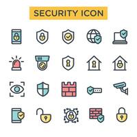 Security icon in outlined color style. Suitable for cyber security and digital protection icon element. vector