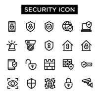 Security icon set. Outlined security icon vector element. Suitable for cyber security of digital technology.