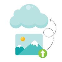 Photo or image file being uploaded and stored on the cloud graphic icon symbol vector