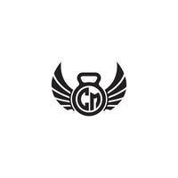 CM fitness GYM and wing initial concept with high quality logo design vector