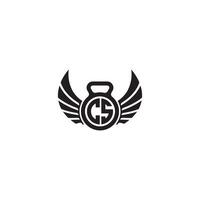 CS fitness GYM and wing initial concept with high quality logo design vector