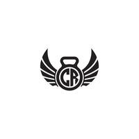 CR fitness GYM and wing initial concept with high quality logo design vector