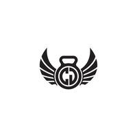 CJ fitness GYM and wing initial concept with high quality logo design vector