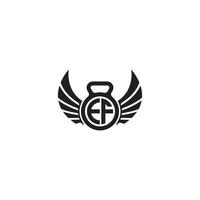 EF fitness GYM and wing initial concept with high quality logo design vector