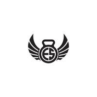 ES fitness GYM and wing initial concept with high quality logo design vector