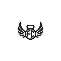 FC fitness GYM and wing initial concept with high quality logo design vector