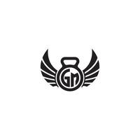 GM fitness GYM and wing initial concept with high quality logo design vector