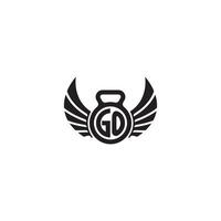 GO fitness GYM and wing initial concept with high quality logo design vector