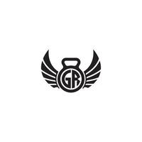 GR fitness GYM and wing initial concept with high quality logo design vector