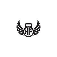 HF fitness GYM and wing initial concept with high quality logo design vector