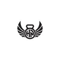 HN fitness GYM and wing initial concept with high quality logo design vector