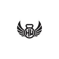 HW fitness GYM and wing initial concept with high quality logo design vector