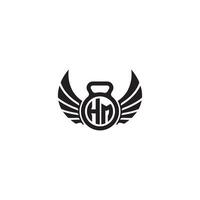 HM fitness GYM and wing initial concept with high quality logo design vector