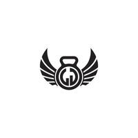 LJ fitness GYM and wing initial concept with high quality logo design vector