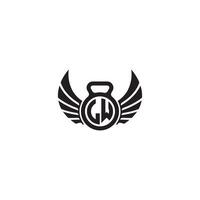 LW fitness GYM and wing initial concept with high quality logo design vector