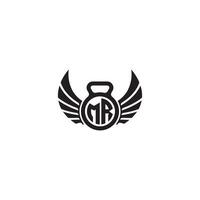 MR fitness GYM and wing initial concept with high quality logo design vector