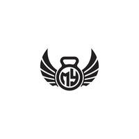 MY fitness GYM and wing initial concept with high quality logo design vector