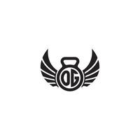 OG fitness GYM and wing initial concept with high quality logo design vector